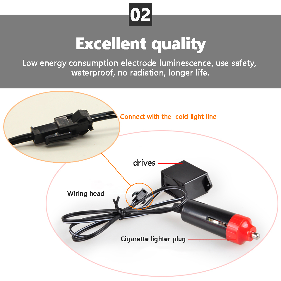 شريط ليد نيون لتزين السيارات من الداخل بألوان مختلفة 3 متر