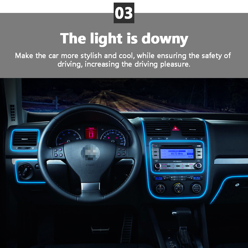 شريط ليد نيون لتزين السيارات من الداخل بألوان مختلفة 3 متر