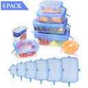 طقم سيليكون مربع لحفظ الطعام طازج استرتش مرن محكمة الغلق قابلة للتمدد وإعادة الاستخدام ٦ قطع