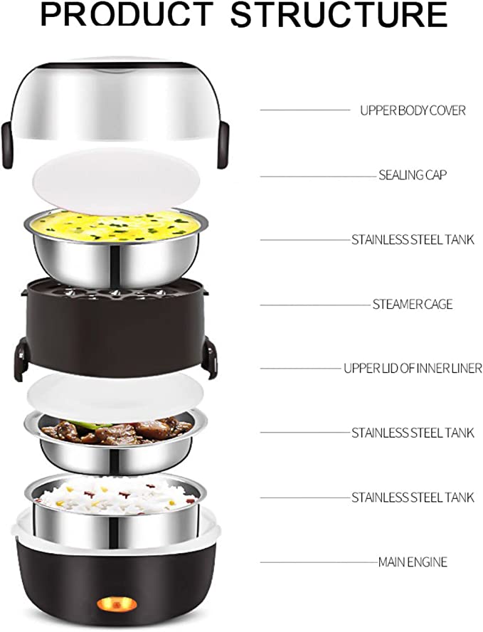 عامود طعام كهربائي 2 دور لتسخين وتناول طعام منزلي صحي وقت الدراسة والعمل 200 وات