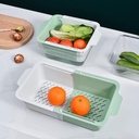 صفاية وسلة لغسيل الخضار والفاكهة قابلة للفرد مع طبق اكليريك شفاف بيدين لسهولة الحمل