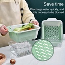 صفاية وسلة لغسيل الخضار والفاكهة قابلة للفرد مع طبق اكليريك شفاف بيدين لسهولة الحمل