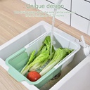 صفاية وسلة لغسيل الخضار والفاكهة قابلة للفرد مع طبق اكليريك شفاف بيدين لسهولة الحمل