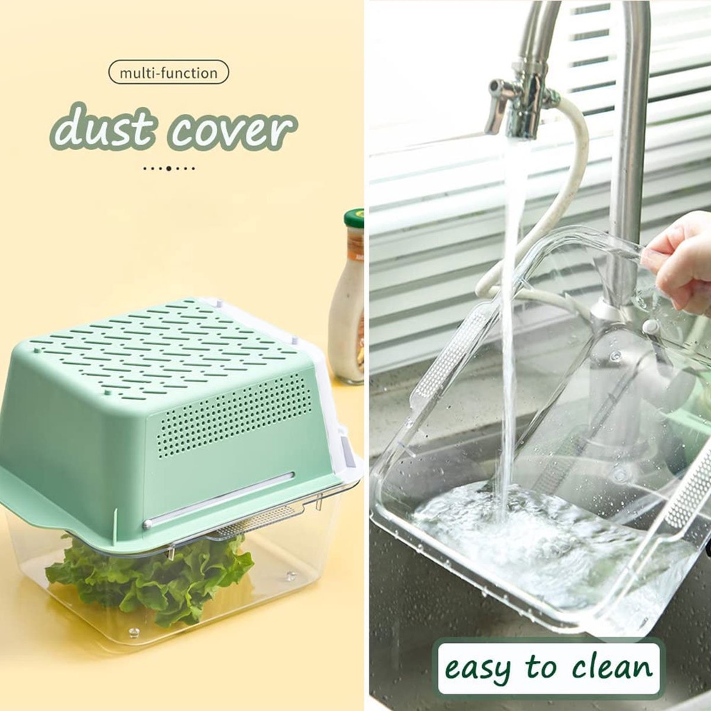 صفاية وسلة لغسيل الخضار والفاكهة قابلة للفرد مع طبق اكليريك شفاف بيدين لسهولة الحمل