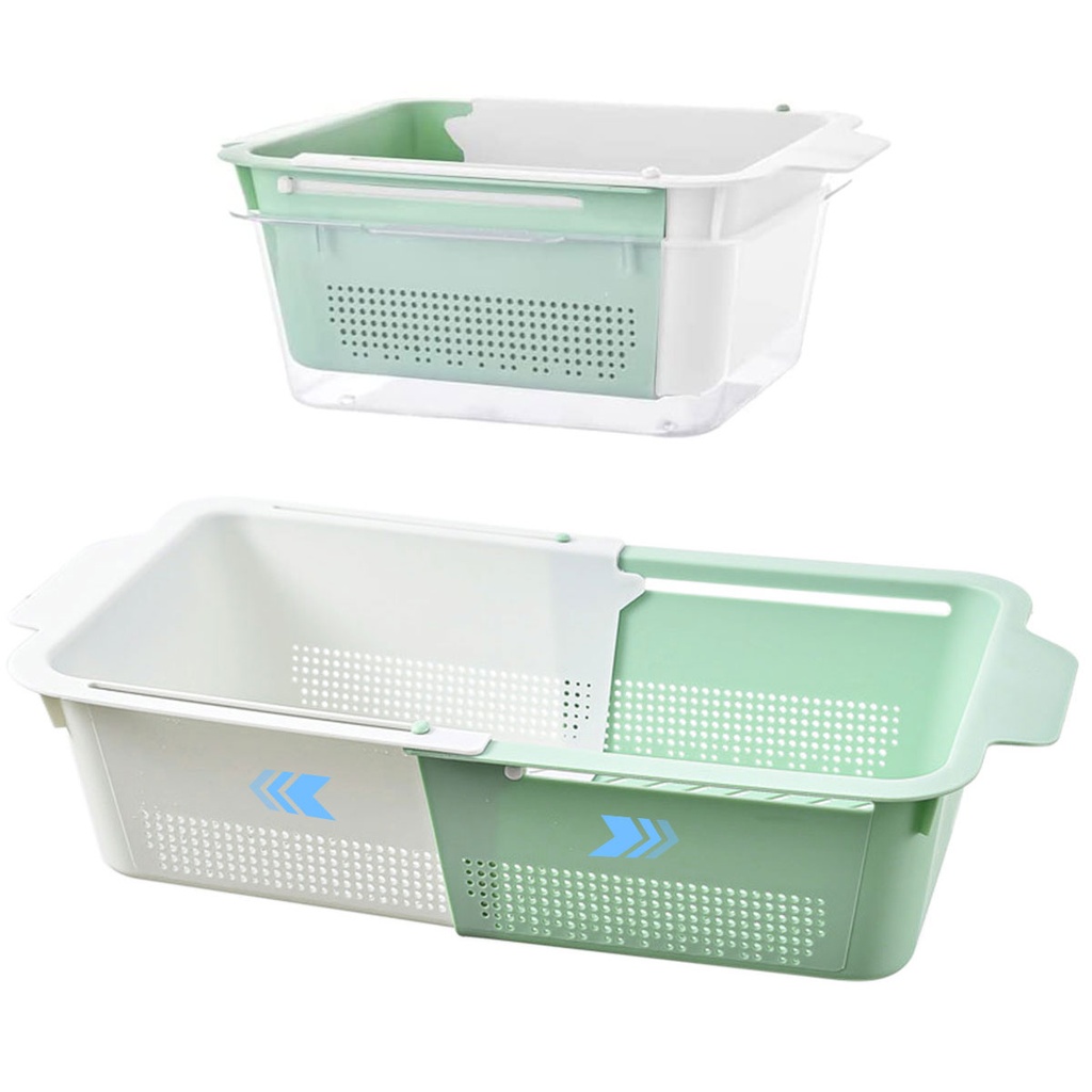 صفاية وسلة لغسيل الخضار والفاكهة قابلة للفرد مع طبق اكليريك شفاف بيدين لسهولة الحمل