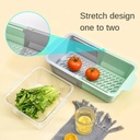 صفاية وسلة لغسيل الخضار والفاكهة قابلة للفرد مع طبق اكليريك شفاف بيدين لسهولة الحمل