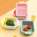 صفاية وسلة لغسيل الخضار والفاكهة قابلة للفرد مع طبق اكليريك شفاف بيدين لسهولة الحمل