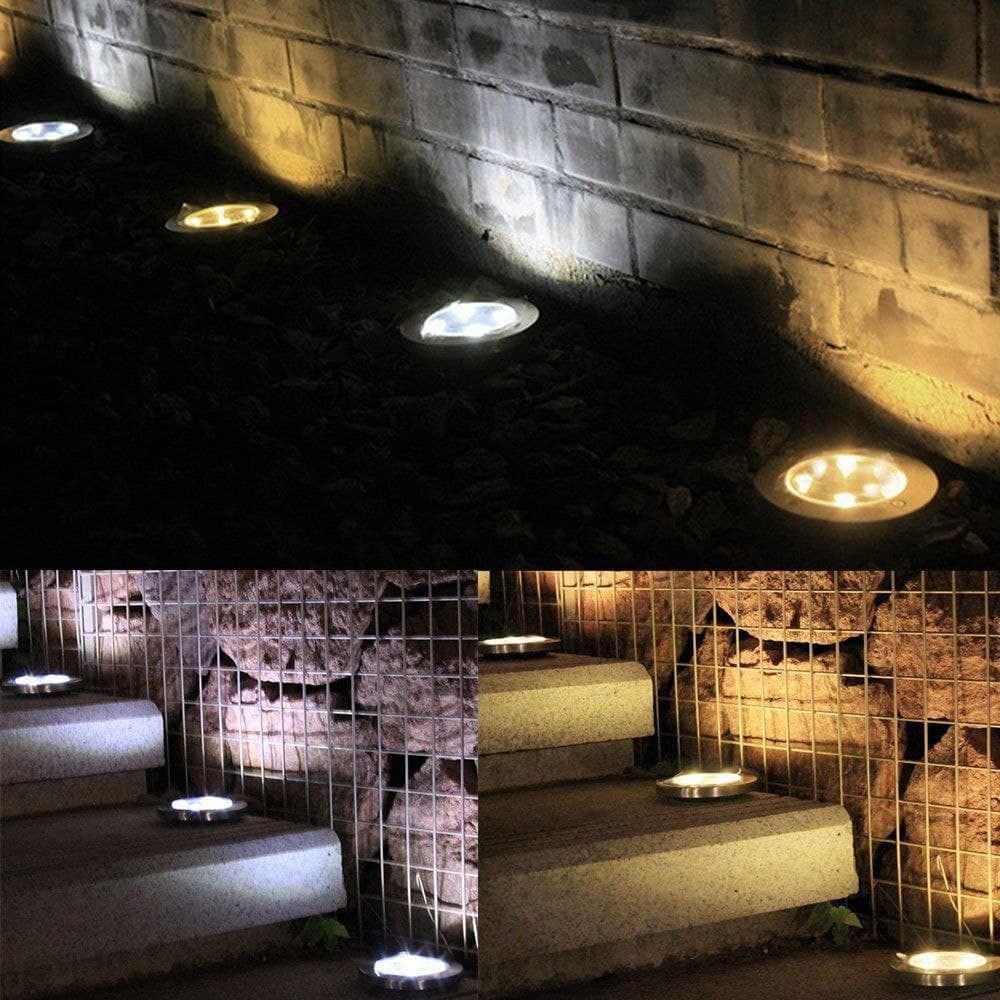 كشاف ليد أرضي بالطاقة الشمسية للحدائق والممرات 4 قطع