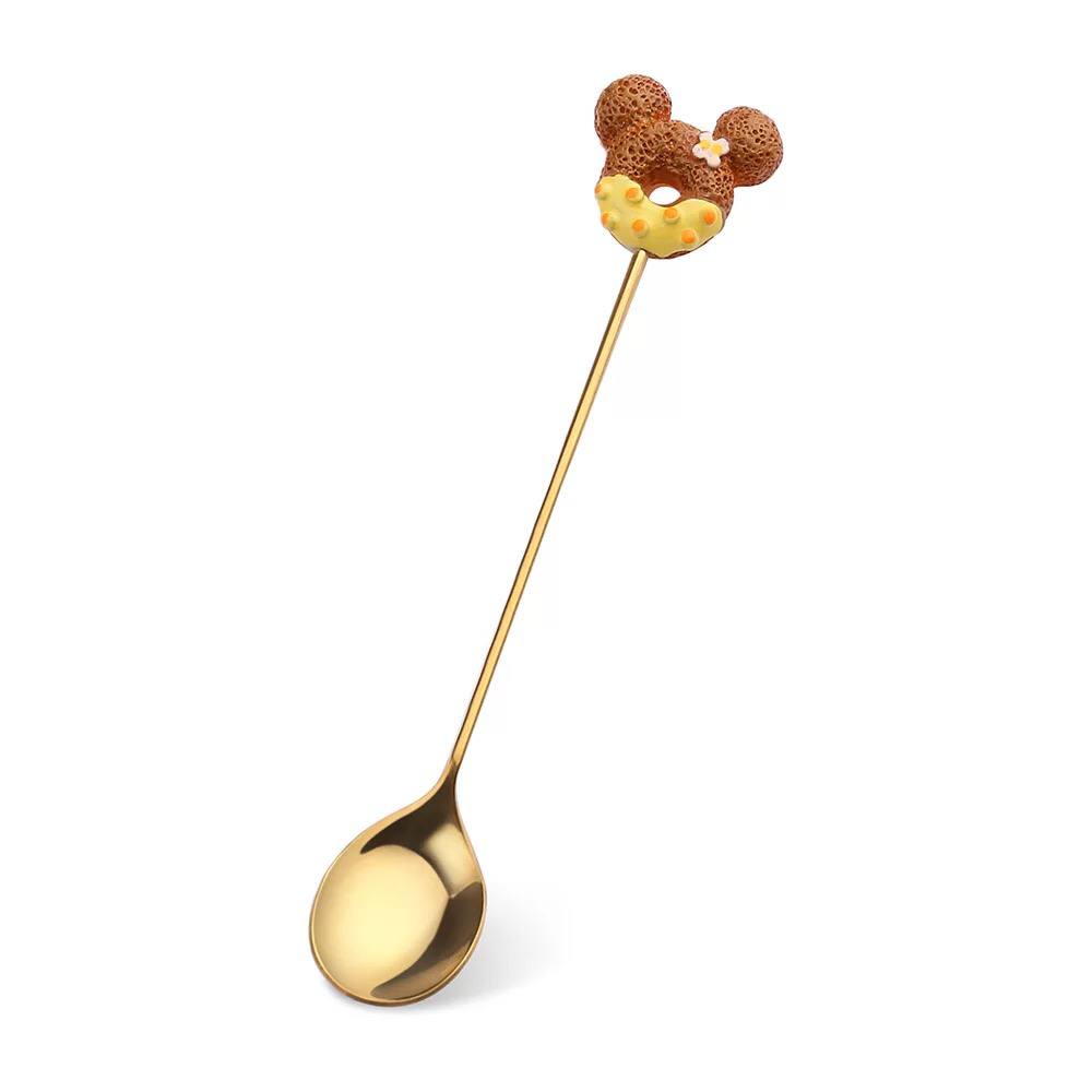 طقم معالق وشوك ميكي ماوس 4 قطع استانليس مطلي باللون الذهبي