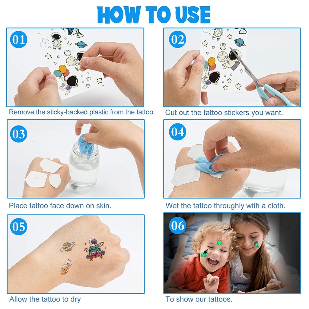 تاتو مضيء مؤقت قابل للإزالة أمن علي البشرة بأشكال مختلفة