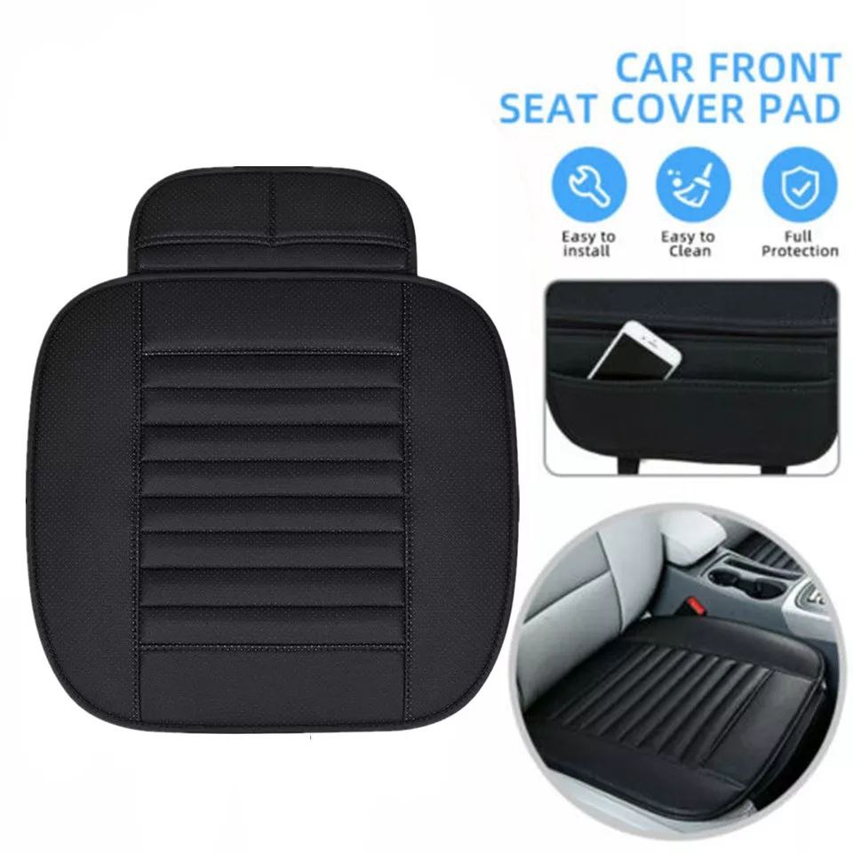 غطاء كرسي السيارة الأمامي جلد مبطن اسفنج بجيوب لحمل وتنظيم الاشياء وحزام للتثبيت