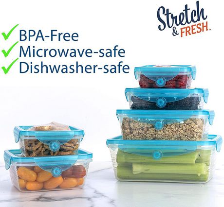 طقم علب ثلاجة 6 قطع لحفظ وتنظيم اللحوم والخضروات بغطاء شفاف مرن محكم الغلق