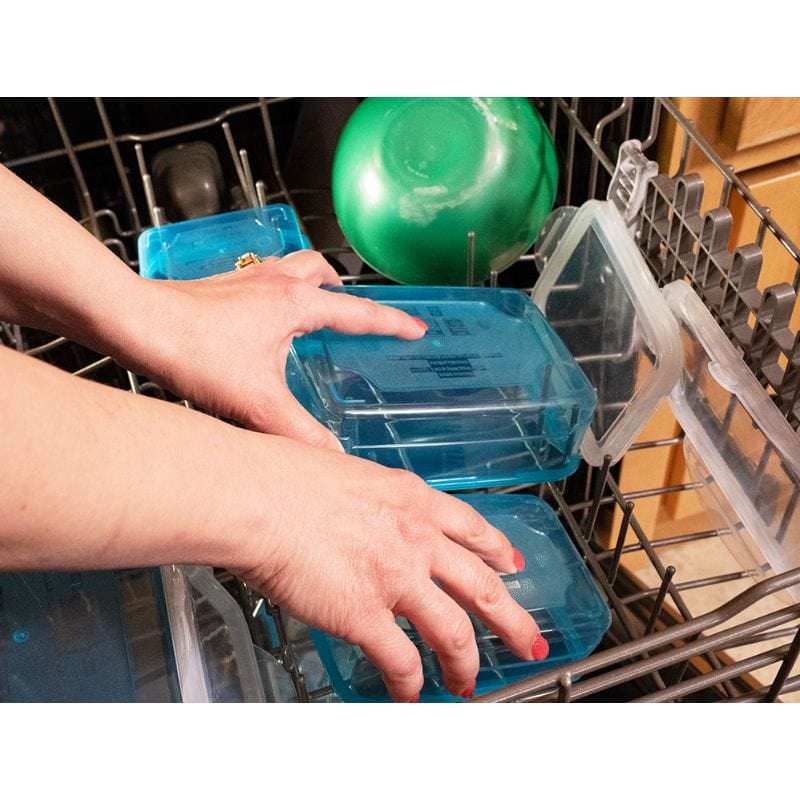 طقم علب ثلاجة 6 قطع لحفظ وتنظيم اللحوم والخضروات بغطاء شفاف مرن محكم الغلق