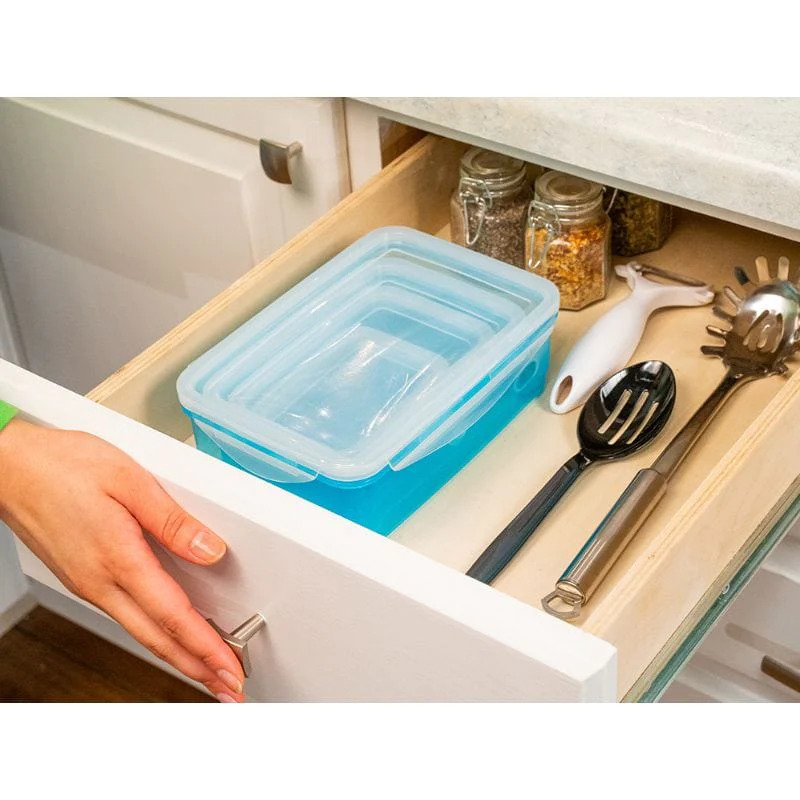 طقم علب ثلاجة 6 قطع لحفظ وتنظيم اللحوم والخضروات بغطاء شفاف مرن محكم الغلق