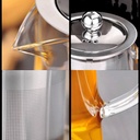 طقم شاي براد زجاجي بمصفاه وغطاء استانيلس مع 4 استكانات لتقديم الشاي للضيوف