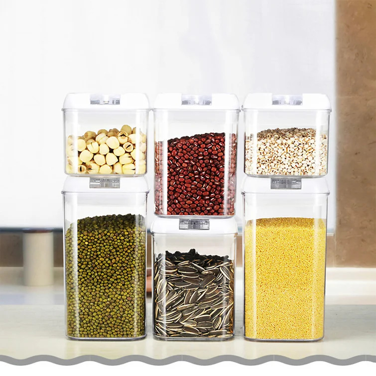 طقم علب حفظ الطعام 6 قطع مختلفة الاحجام للبقوليات والكاندي متعددة الاستخدام