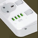 مشترك كهربائي 4 فيشةمع 4 منافذ يو اس بي بمفاتيح منفصلة سريع الشحن للأجهزة والموبايلات