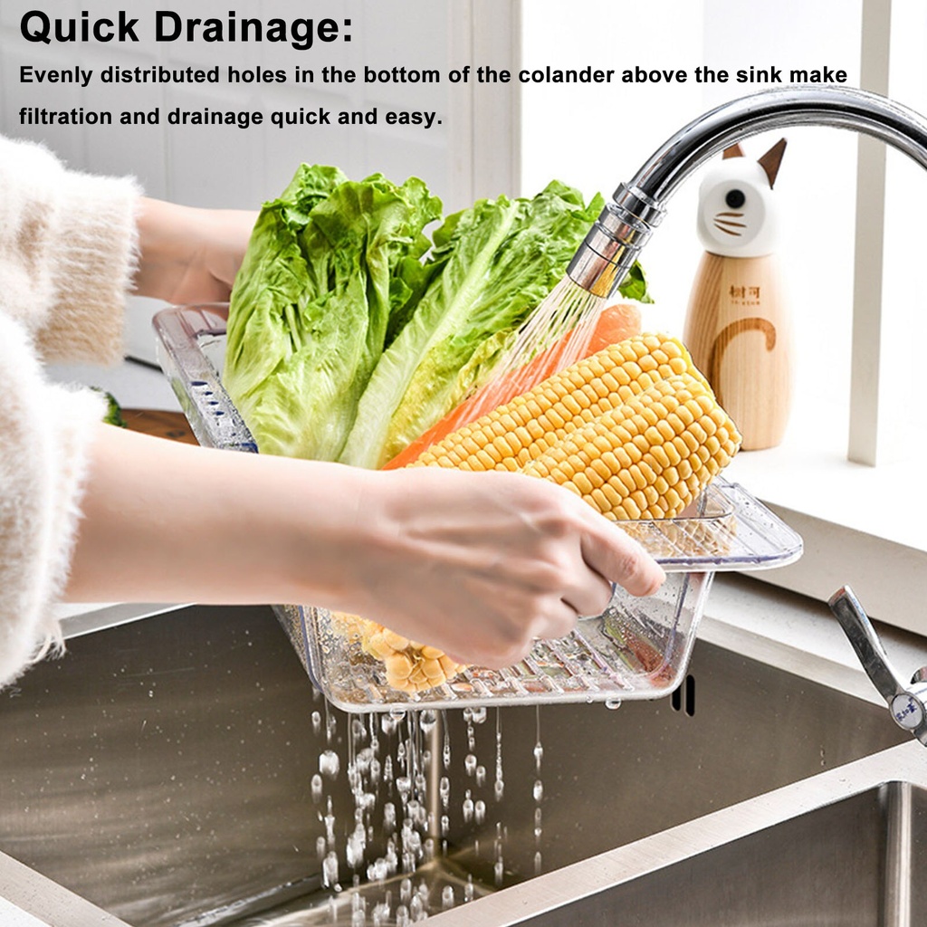 صفاية وسلة غسيل الخضار والفاكهة قابلة للفرد والتوسع من الاكليريك الشفاف بيد لسهولة الحمل