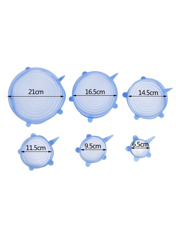 طقم اغطية سيليكون محكمة الغلق لحفظ الطعام طازج استرتش مرن قابل للتمدد وإعادة الاستخدام ٦ قطع