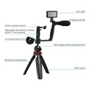 طقم التسجيل بديل للاستوديو ترايبود ثلاثي القوائم مع جهاز التحكم عن بعد مع حامل للكاميرا والموبايل وميكروفون ولوحة اضاءة ب 3 درجات الوان مختلفة