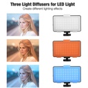 طقم التسجيل بديل للاستوديو ترايبود ثلاثي القوائم مع جهاز التحكم عن بعد مع حامل للكاميرا والموبايل وميكروفون ولوحة اضاءة ب 3 درجات الوان مختلفة