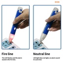 قلم اختبار فاحص وكاشف للكهرباء بالضوء والصوت