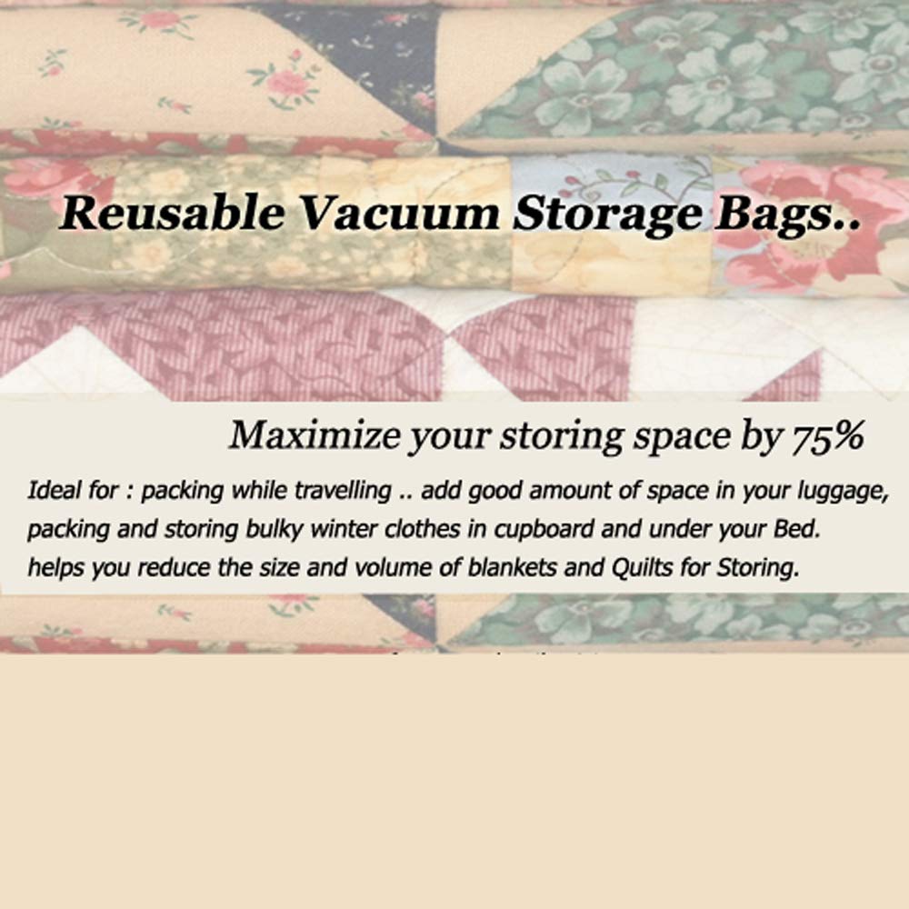 كيس فاكيوم لتخزين الملابس والمفروشات وتوفير مساحة الدولاب تصل الي 75 % والحفاظ علي المحتويات من الاتربة