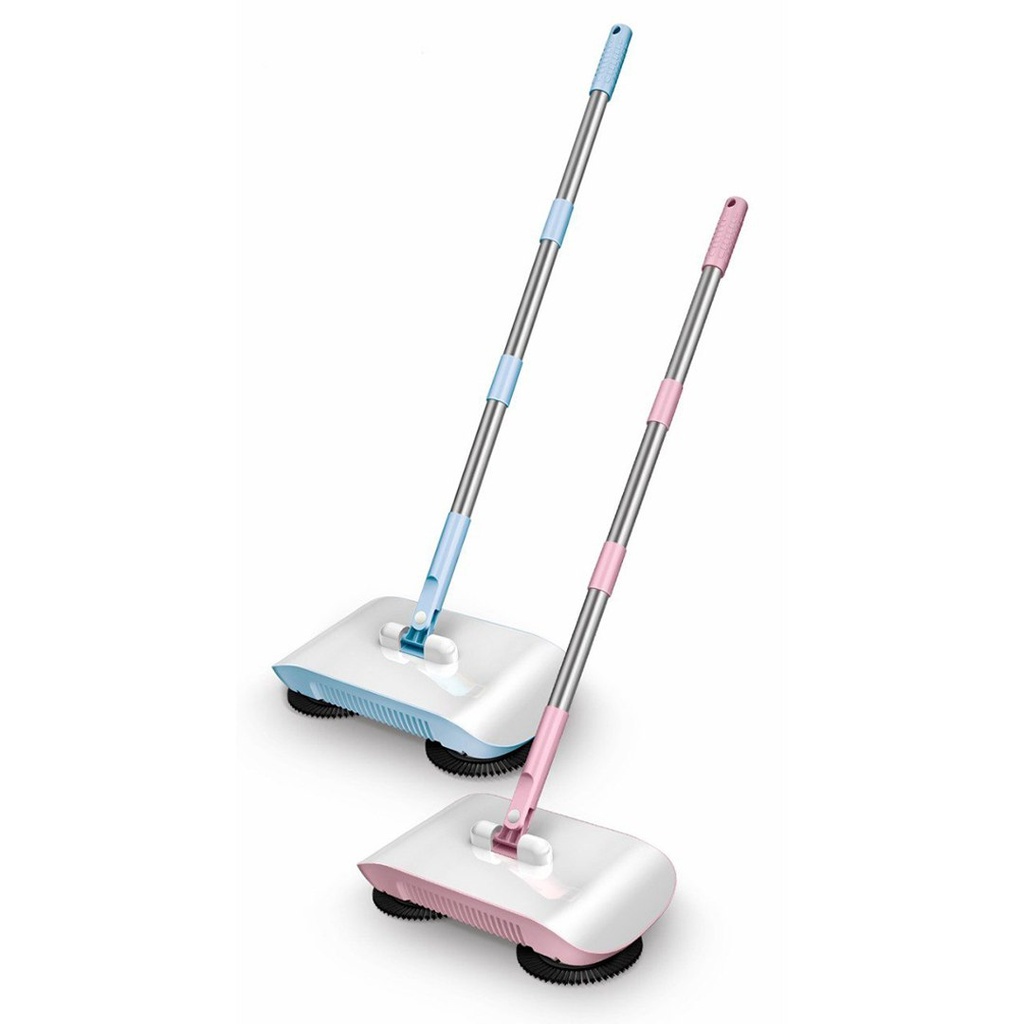 مكنسة يدوية بفرش دوارة وخزان قمامة ويد تدور 180 درجة لسهولة الوصول للاماكن الصعبة