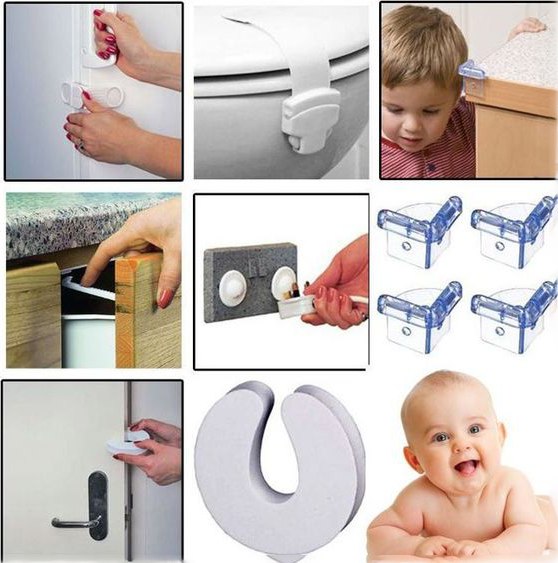 طقم سلامة وحماية الاطفال من الصدمات 30 قطعة  تتكون من زوايا واقفال غلق الابواب والادراج