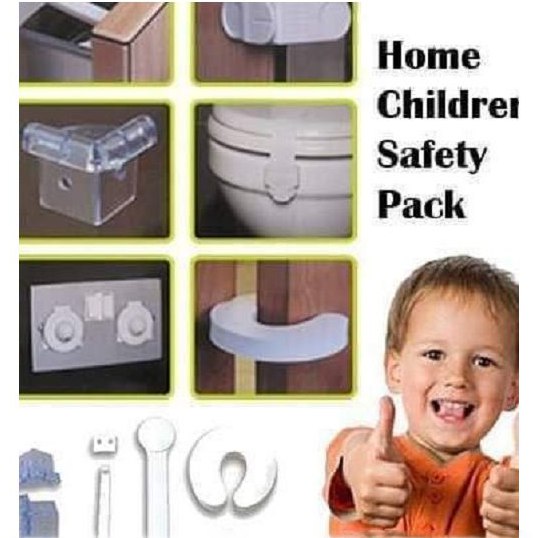 طقم سلامة وحماية الاطفال من الصدمات 30 قطعة  تتكون من زوايا واقفال غلق الابواب والادراج