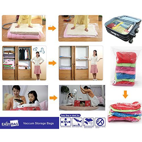 كيس فاكيوم لتخزين الملابس والمفروشات وتوفير مساحة الدولاب تصل الي 75 % والحفاظ علي المحتويات من الاتربة