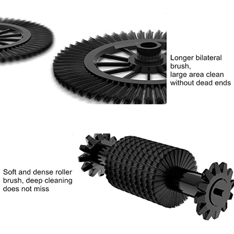 مكنسة يدوية بفرش دوارة وخزان قمامة ويد تدور 180 درجة لسهولة الوصول للاماكن الصعبة