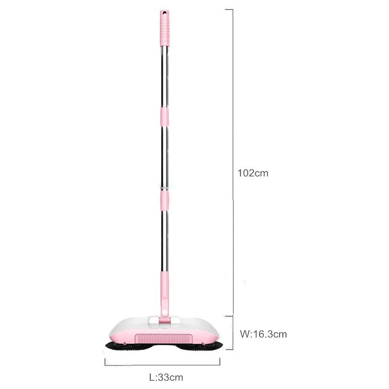 مكنسة يدوية بفرش دوارة وخزان قمامة ويد تدور 180 درجة لسهولة الوصول للاماكن الصعبة