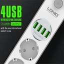 مشترك كهربائي سريع الشحن 4 فيشة مع 4 منافذ يو اس بي ليناسب جميع انواع الاجهزة مقاوم للأشتعال 2500 واط