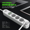 مشترك كهربائي سريع الشحن 4 فيشة مع 4 منافذ يو اس بي ليناسب جميع انواع الاجهزة مقاوم للأشتعال 2500 واط