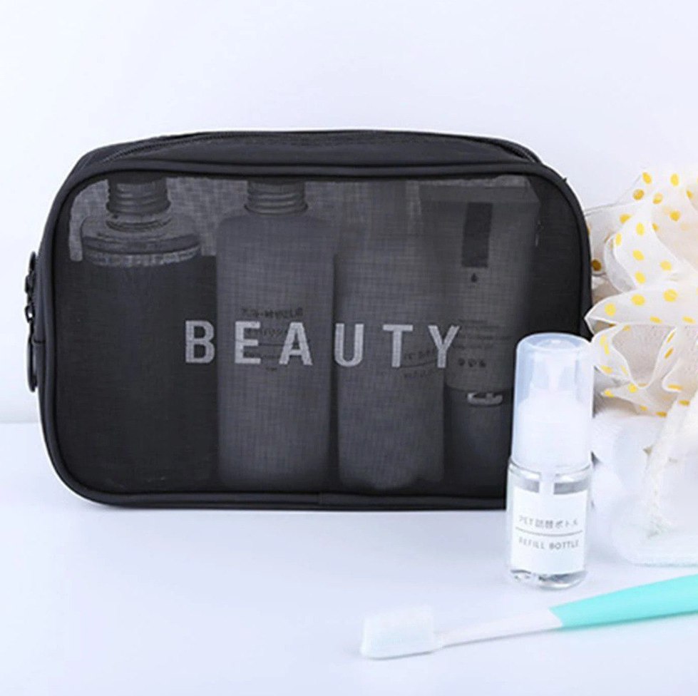 مجموعة شنط وتربروف منظمه للميكب وادوات العناية بالشعر والبشرة 3 قطع بمقاسات مختلفة للسفر