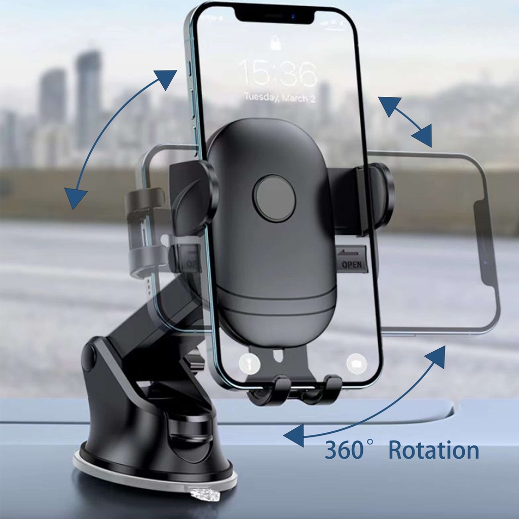 حامل موبايل سيارة يثبت علي التابلوه يدور 360 درجة للتحكم في زاوية الرؤية لعمل المكالمات وسماع الاغاني بأمان