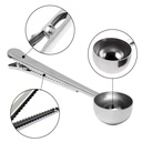 ملعقة معيار للقهوة ومشبك غالق الاكياس 2 في 1 من الاستانلس غير قابل للصدا