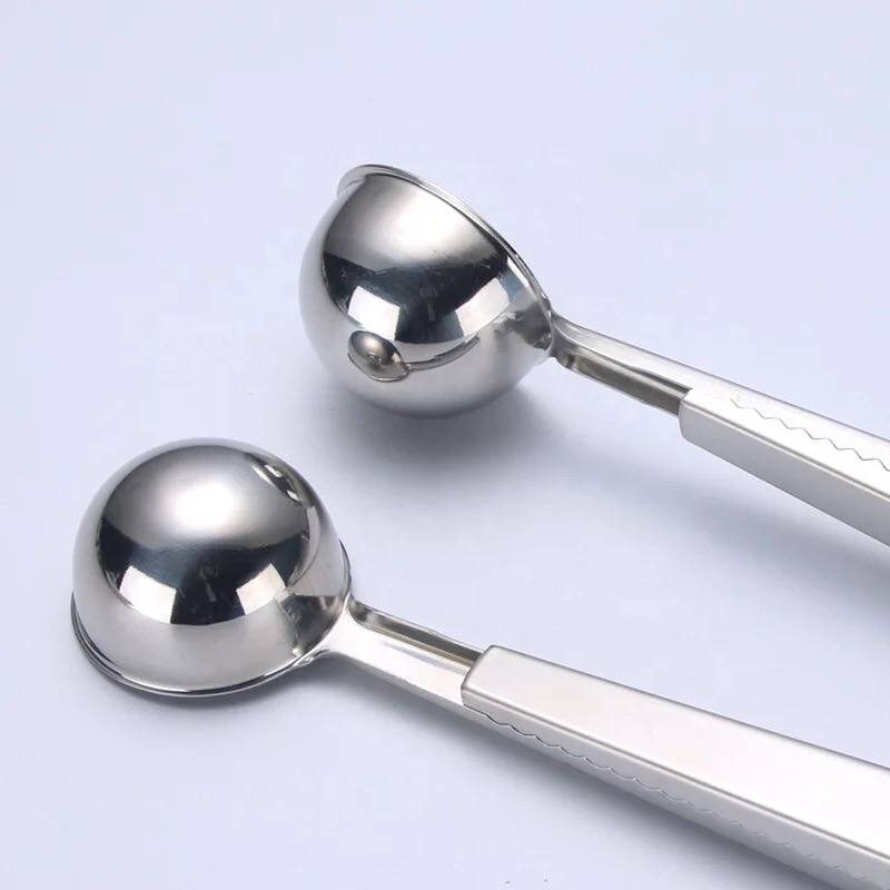 ملعقة معيار للقهوة ومشبك غالق الاكياس 2 في 1 من الاستانلس غير قابل للصدا