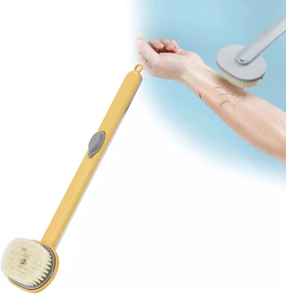 فرشة أستحمام وتدليك بخزان صابون بيد طويلة للوصول للظهر بسهولة