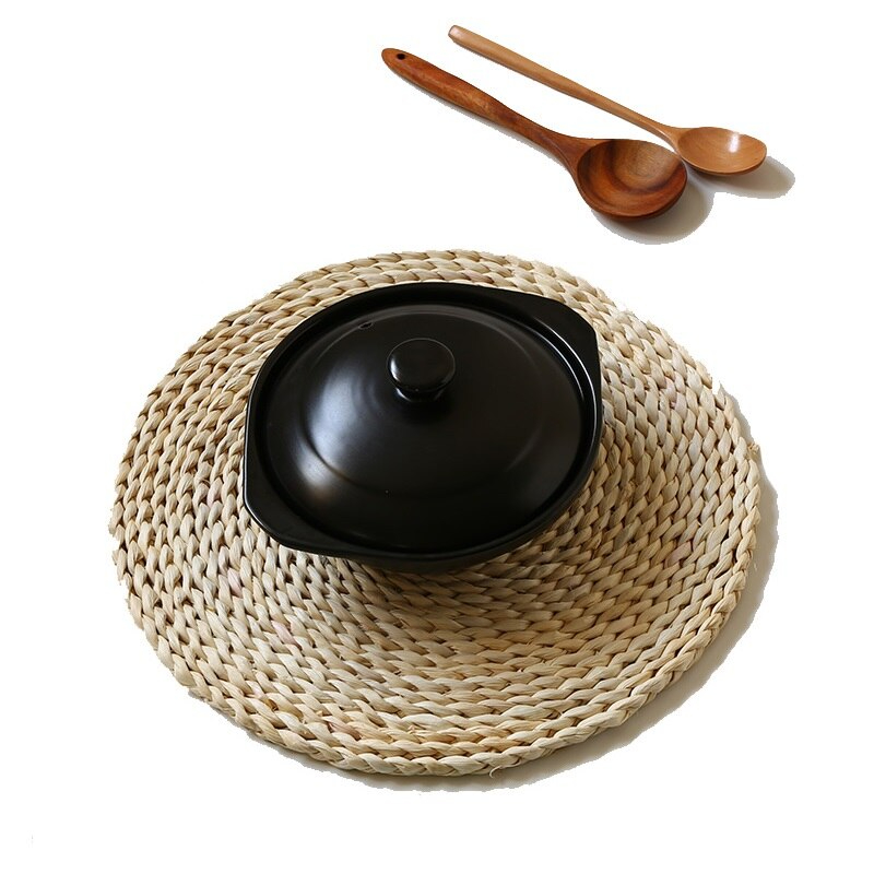 كوستر خوص دائري حامل للحل والاطباق للسفرة والمطبخ 37 سم