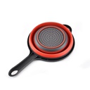 صفاية وسلة لغسيل الخضار والفاكهة قابلة للطي سيليكون دائرية بيد