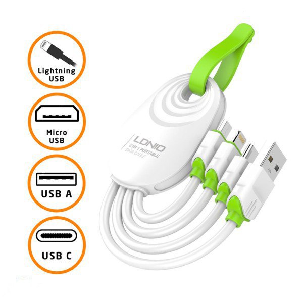 كابل يو اس بي سريع الشحن ٣ رؤس لجميع الأجهزة الايفون والاندرويد