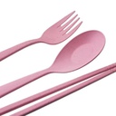 طقم ملعقة وشوكة وشوب ستيك من قش القمح الصحي للأكل في أي مكان