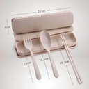 طقم ملعقة وشوكة وشوب ستيك من قش القمح الصحي للأكل في أي مكان