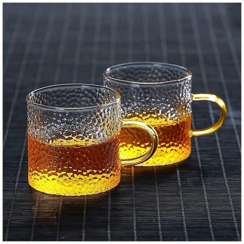 طقم استكانات زجاجي 6 قطع بيد بالوان مختلفة لتقديم الشاي للضيوف