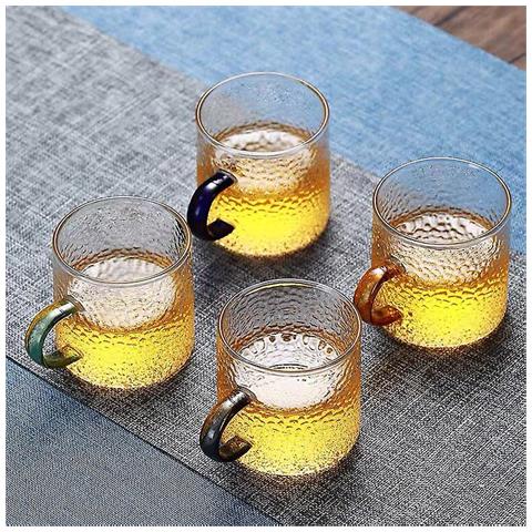 طقم استكانات زجاجي 6 قطع بيد بالوان مختلفة لتقديم الشاي للضيوف