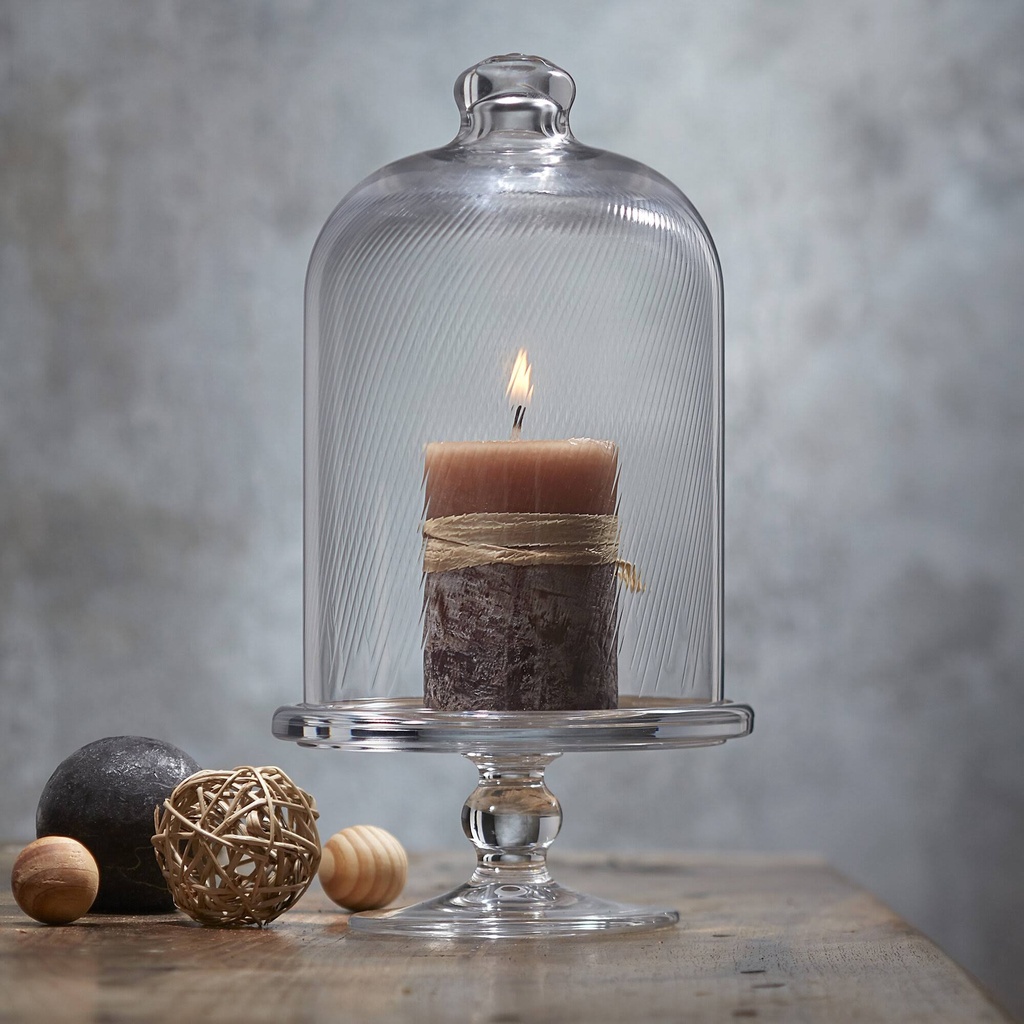 حامل الكيك والحلويات والكوكيز والكاندي بغطاء وقاعدة من الزجاج الشفاف