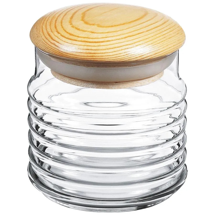 برطمان بغطاء خشبي مضلع