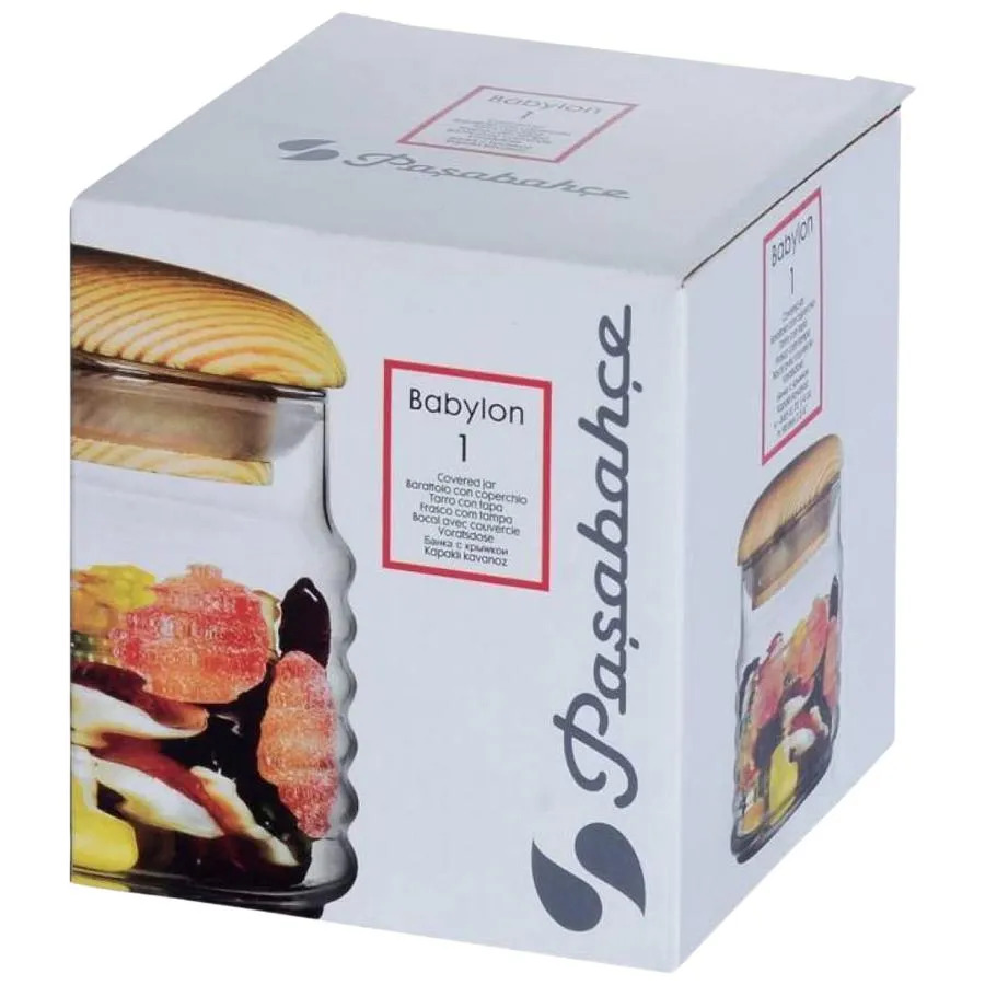 برطمان بغطاء خشبي مضلع